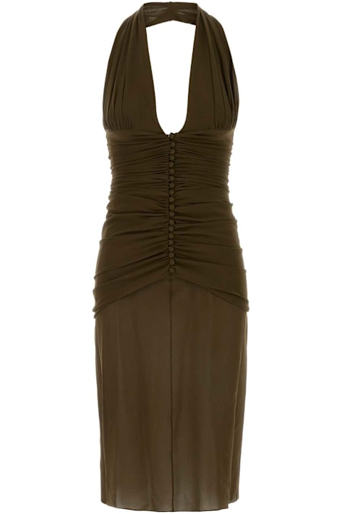 Dresses for Women Saint Laurent Army Green Crepe Dress