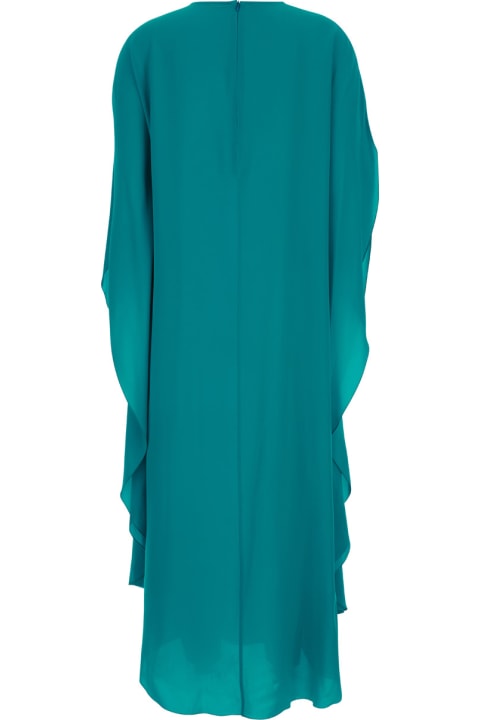 Fashion for Women Gianluca Capannolo Green Long Dress With Boat Neck In Silk Woman