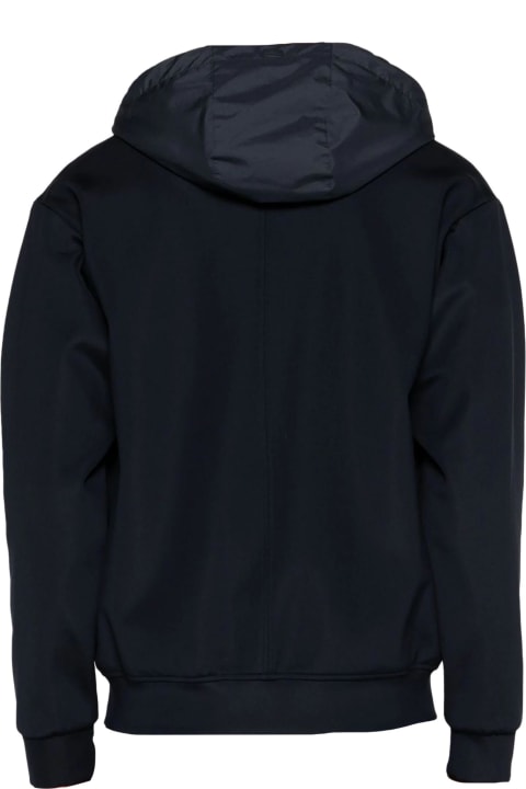 Herno Sweaters for Men Herno Navy Blue Hooded Jacket
