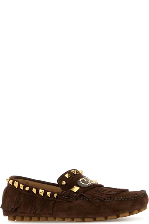 Valentino Garavani Shoes for Women Valentino Garavani Brown Split-leather Plaster Caster Loafers