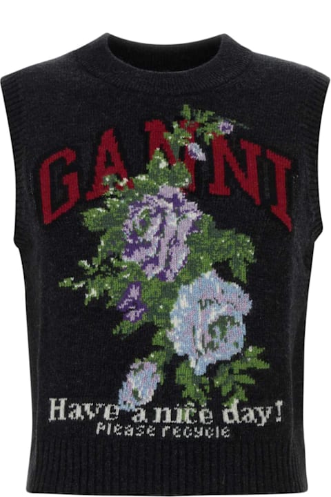 Ganni Slate Wool Blend Vest