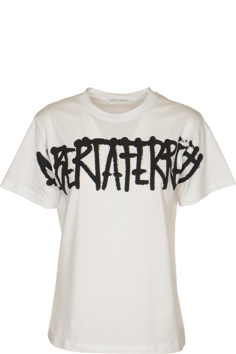 ウィメンズ Alberta Ferrettiのウェア Alberta Ferretti Logo-printed Crewneck T-shirt