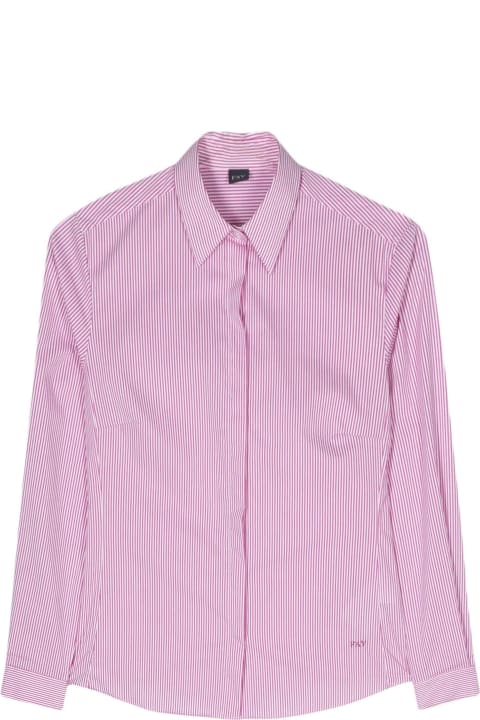 Fay Topwear for Women Fay White And Pink Stretch Cotton Shirt