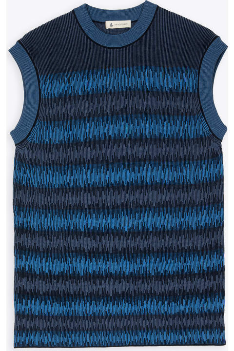 C.v. Men's Knitted Swear Blue jacquard knitted sleeveless pull