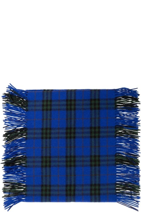 Check-pattern Fringed-edge Scarf