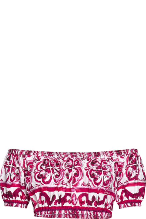 Underwear & Nightwear for Women Dolce & Gabbana Cropped Top With Maiolica Motif