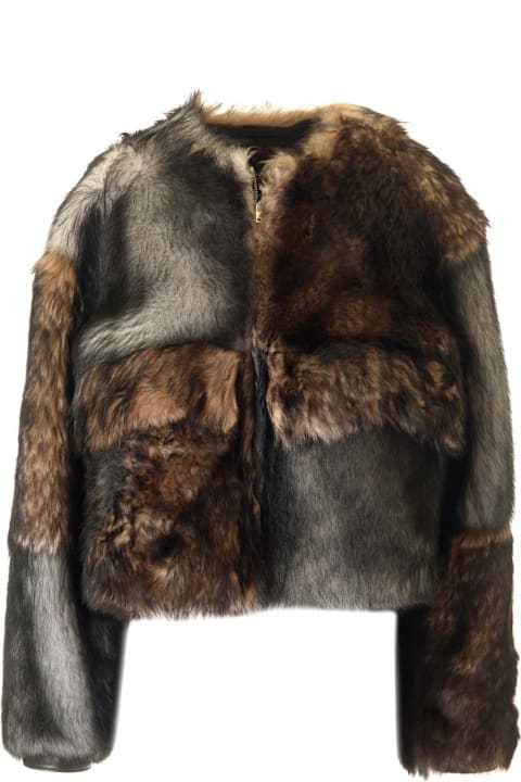 Coats & Jackets for Women Durazzi Milano Crewneck Fur Coat