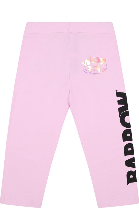 Bottoms for Baby Girls Barrow Pink Leggings For Baby Girl With Smiley Face And Logo