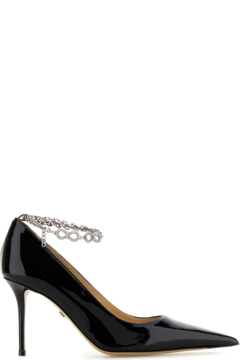 Mach & Mach High-Heeled Shoes for Women Mach & Mach Black Leather Bow Chain Pumps