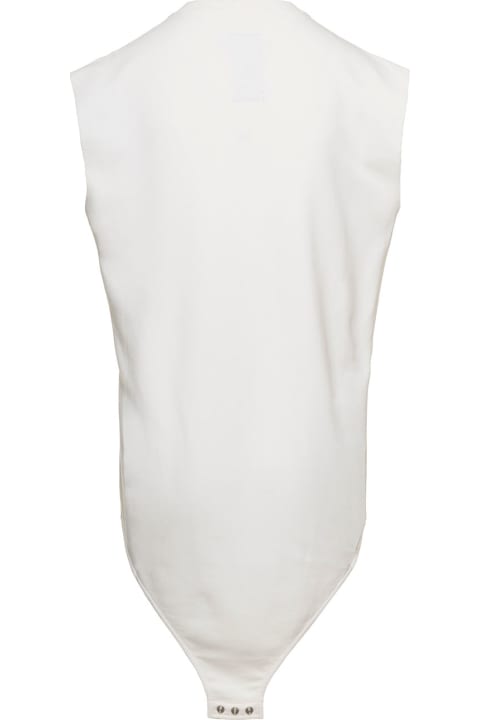 Rick Owens for Women Rick Owens 'sl Body' Long White Tank Top With Pentagram Embroidery And A Six Snap Closure Hanging In Cotton Woman