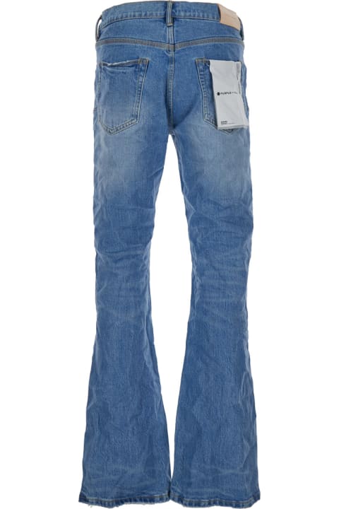 インテリア Purple Brand Blue Flared Jeans With Crinkled Effect In Stretch Cotton Denim Man