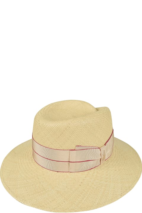 Hats for Women Borsalino Bow Logo Woven Hat