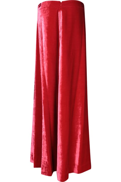 Parosh Skirts for Women Parosh Long Red Silk Velvet Skirt