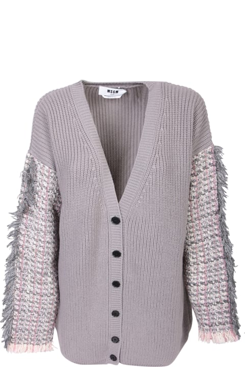 MSGM Sweaters for Women MSGM Fringes Details Grey Cardigan