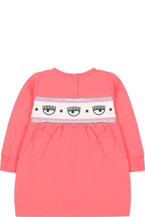 Chiara Ferragni Dresses for Baby Girls Chiara Ferragni Pink Dress For Baby Girl With Flirting Eyes