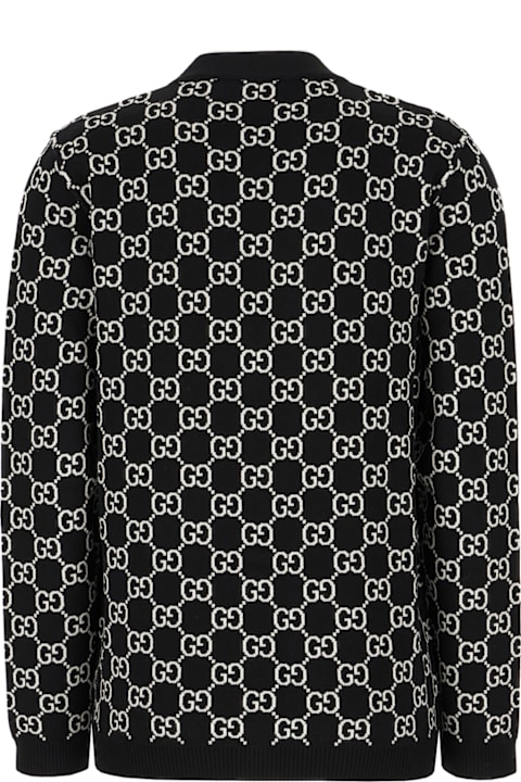 آخر صيحات الموضة من السيدات Gucci Embroidered Stretch Wool Blend Reversible Cardigan