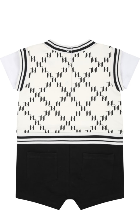 Karl Lagerfeld Kids Karl Lagerfeld Kids Multicolor Romper For Baby Boy With All-over K/ikonik Graphic Print