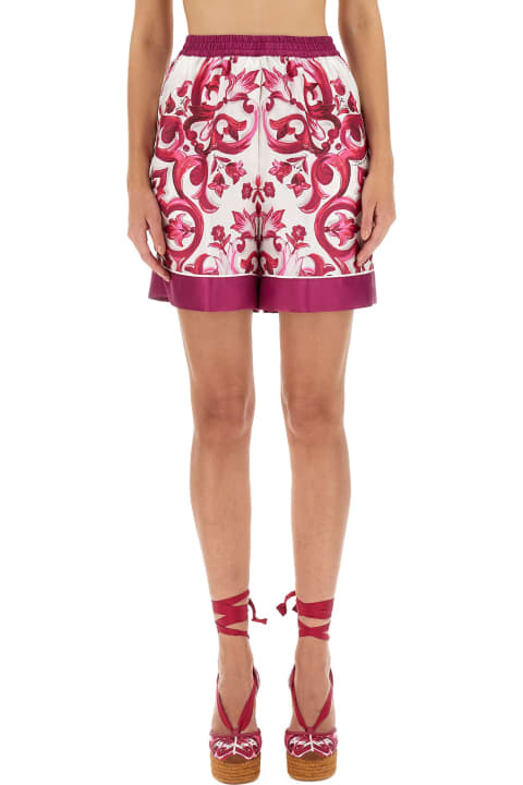 Dolce & Gabbana Pants & Shorts for Women Dolce & Gabbana Majolica Print Shorts