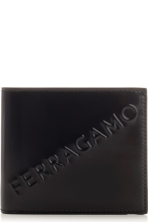 Wallets for Men Ferragamo Black Wallet With Logo