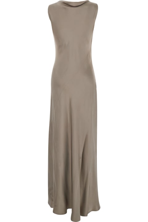 Antonelli for Women Antonelli 'montereal' Grey Long Dress With Draped Neck In Satin Woman