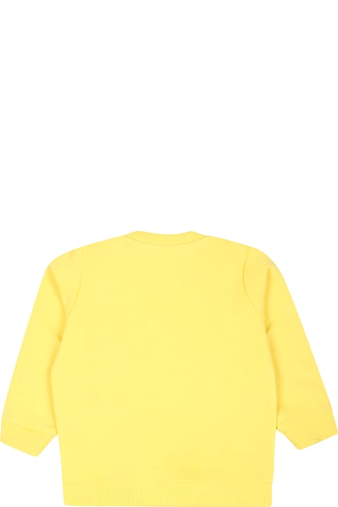 ベビーガールズ Moschinoのニットウェア＆スウェットシャツ Moschino Yellow Sweatshirt For Babykids With Teddy Bear