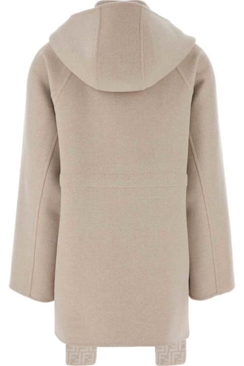 Coats & Jackets for Women Fendi Sand Wool Blend Parka