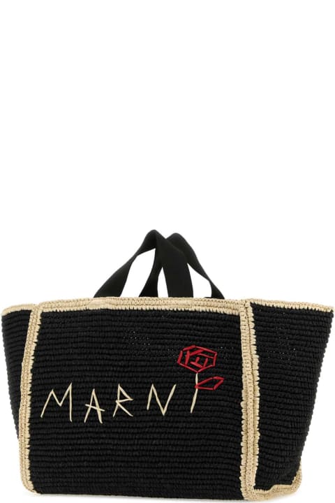 ウィメンズ Marniのバッグ Marni Black Raffia Shopping Bag
