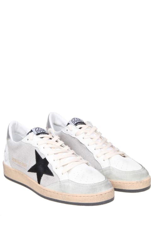 Golden Goose Ball Star Sneakers In White Leather And Fabric