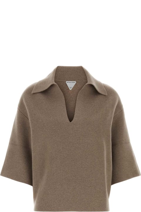 Homeware Bottega Veneta Cappuccino Cashmere Blend Polo Shirt