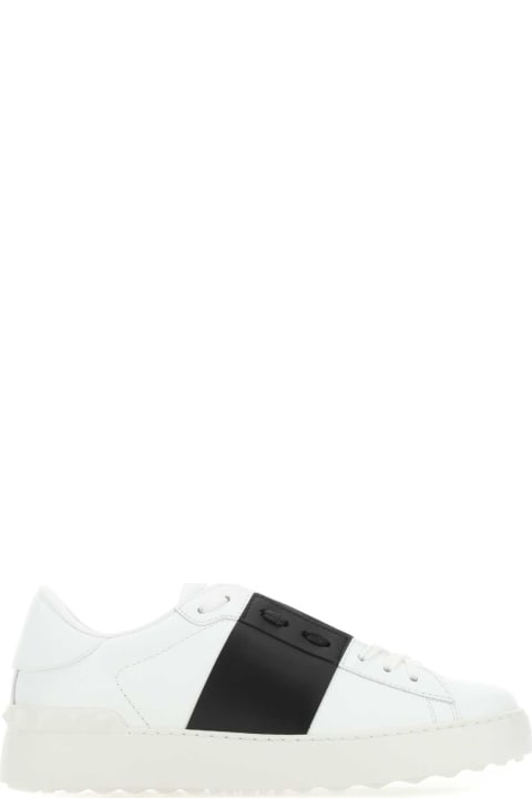 Valentino Garavani Shoes for Men Valentino Garavani White Leather Open Sneakers With Black Band