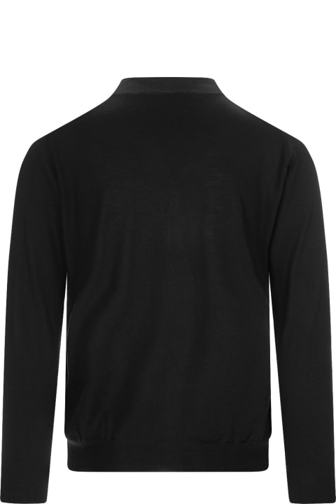 Fedeli Sweaters for Men Fedeli Black Virgin Wool Cardigan With V-neckline