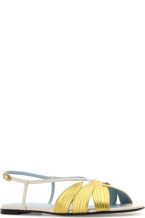 Sale for Women Valentino Garavani Ivory Leather Foliefoliage Sandals