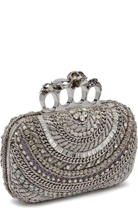 Alexander McQueen Bags for Women Alexander McQueen The Knuckle Clutch Bag In Silver