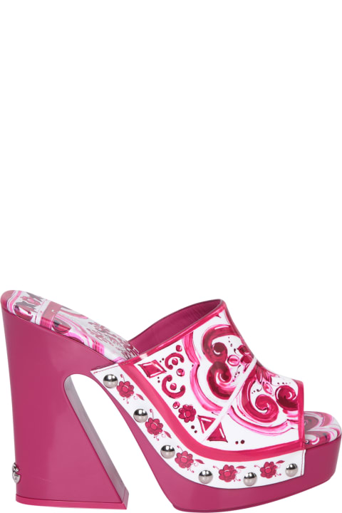 Dolce & Gabbana Sandals for Women Dolce & Gabbana Printed Polished Calfskin Clogs