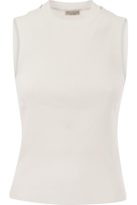 Brunello Cucinelli Clothing for Women Brunello Cucinelli Ribbed Cotton Jersey Top