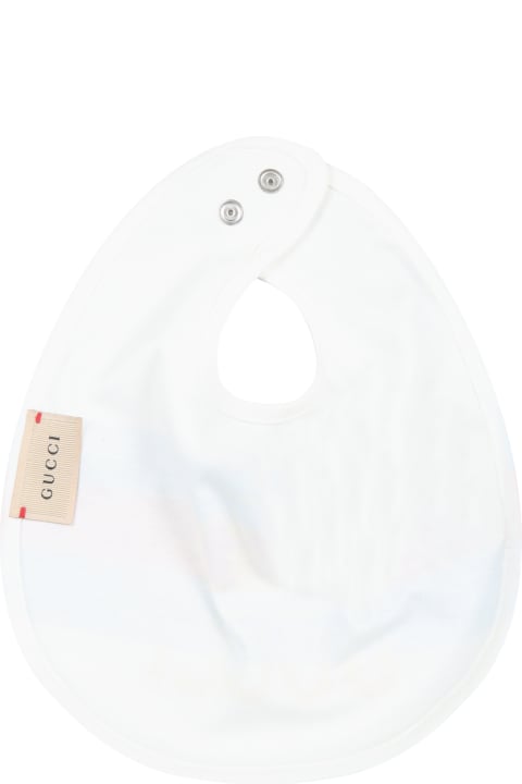 Gucci for Baby Boys Gucci White Bib For Babies With Yellow Logo