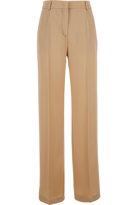 Homeware Alberta Ferretti Beige Pants With High Waist And Belt Loops In Silk Blend Woman