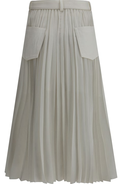 Sacai Skirts for Women Sacai Denim Plissè Midi Skirt