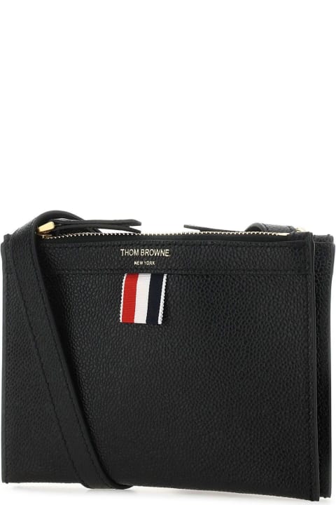 Thom Browne Shoulder Bags for Women Thom Browne Black Leather Mini Document Holder