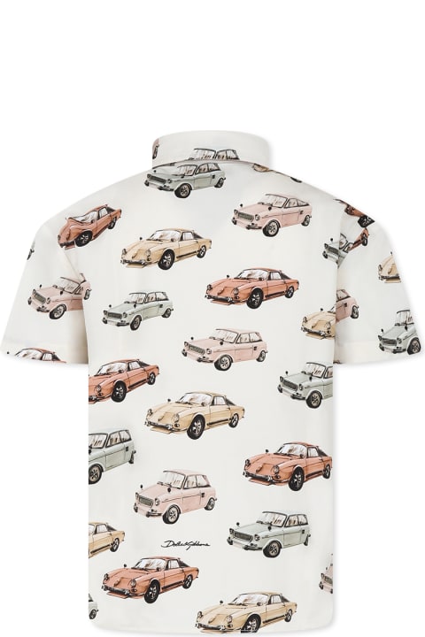 Dolce & Gabbana for Kids Dolce & Gabbana Ivory Shirt For Boy With Vintage Cars Models