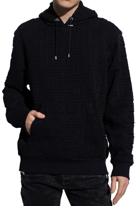 Balmain Clothing for Men Balmain Monogrammed Hooded Sweatshirt