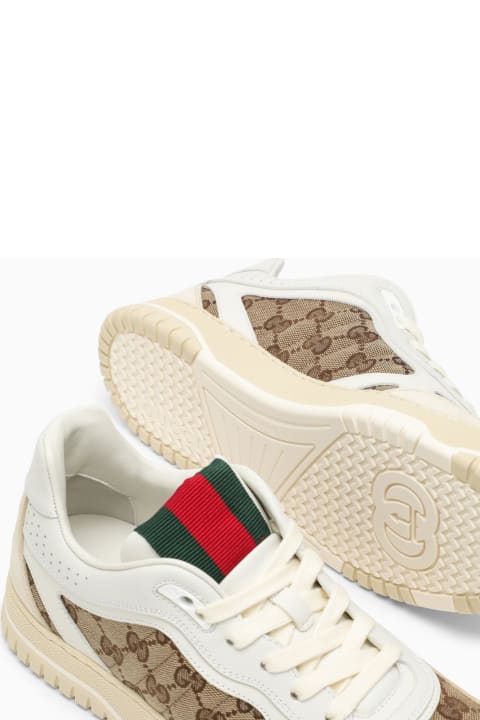 スニーカー GUCCI RE-WEB SNEAKER IN IVORY/BEIGE/EBONY GG FABRIC Gucci ReWeb GG Low-Top Leather Sneakers | Neiman Marcus