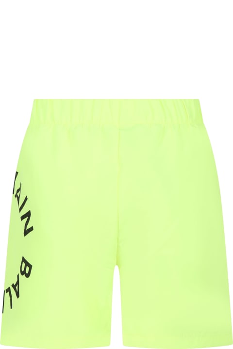 ボーイズ Balmainの水着 Balmain Yellow Swim Shorts For Boy With Logo