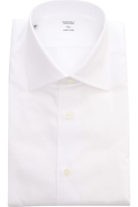 Mazzarelli قمصان لـ القسم الرجالي Mazzarelli White Cotton Slim Fit Shirt