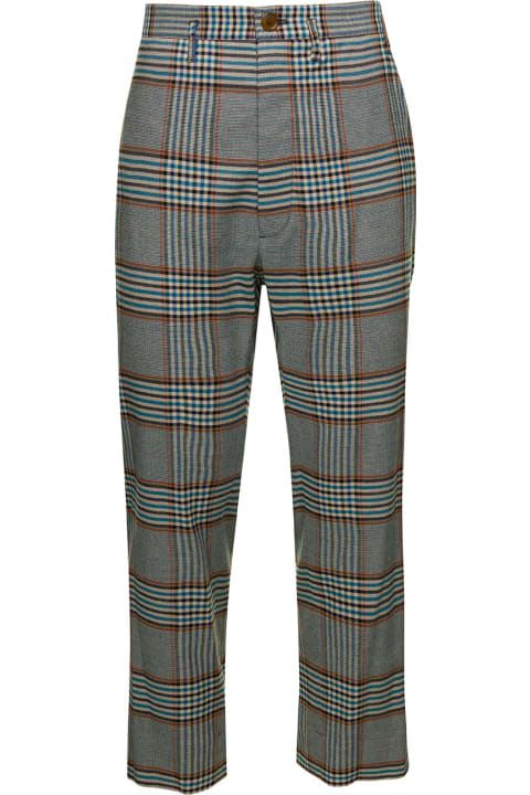 Vivienne Westwood for Men Vivienne Westwood Grey High-waisted Pants With Check Motif In Viscose And Wool Blend Man