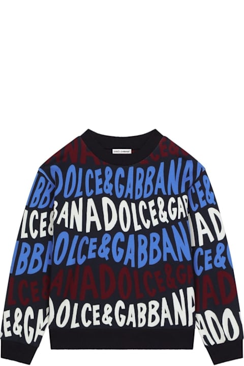 Dolce & Gabbana سترات وبلوزات ثقيلة لـ أولاد Dolce & Gabbana Felpa Con Logo