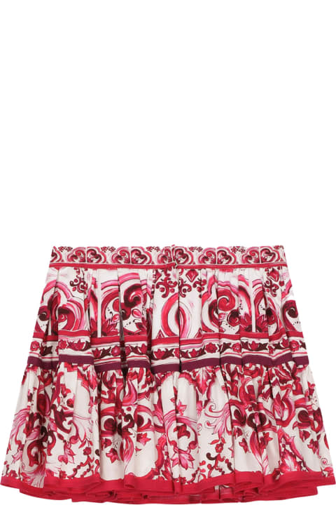 Bottoms for Girls Dolce & Gabbana Short Skirt With Fuchsia Majolica Print
