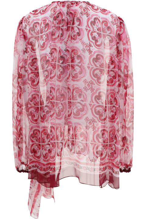 Topwear for Women Dolce & Gabbana Majolica Print Belted Blouse