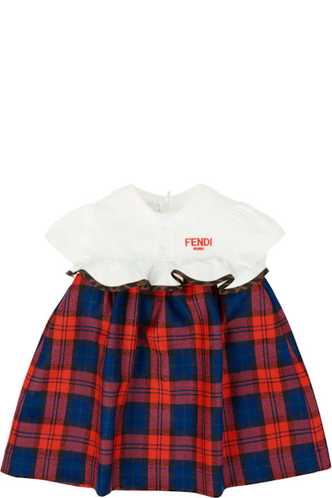 Homeware Fendi Red Dress For Baby Girl With Logo