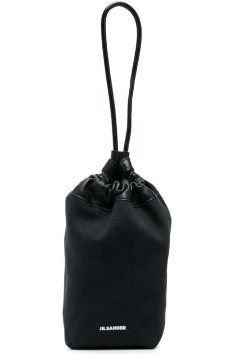 ウィメンズ新着アイテム Jil Sander Black Canvas And Leather Handbag Jil Sander Woman